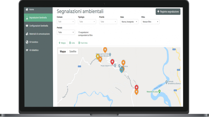 <h3>Segnalazioni geolocalizzate su mappa</h3>