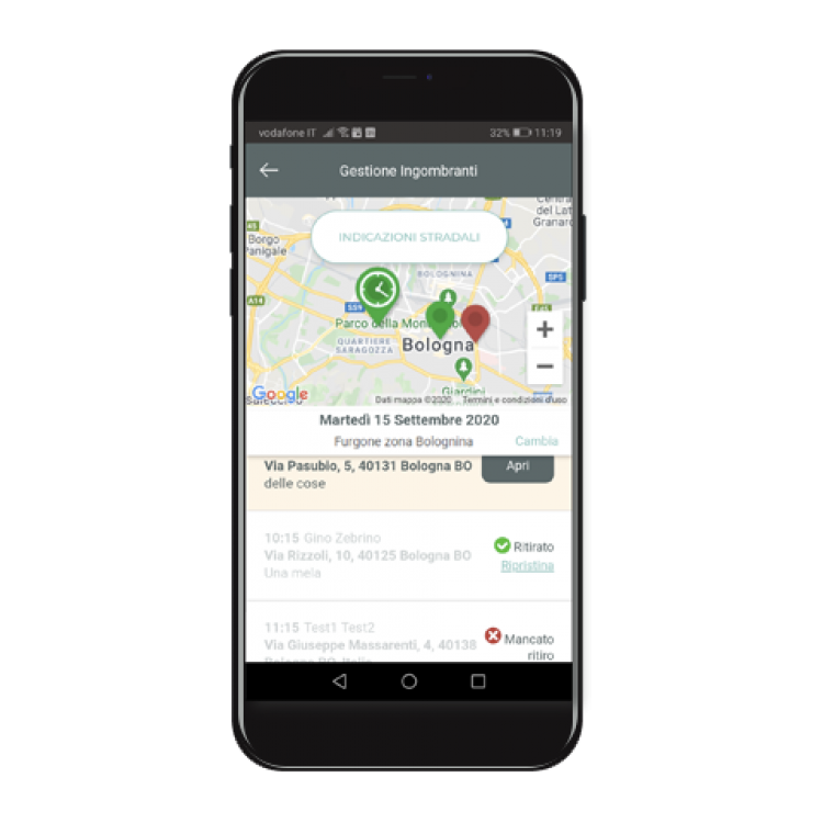 <h3>Mappa ritiri in app per operatori</h3>